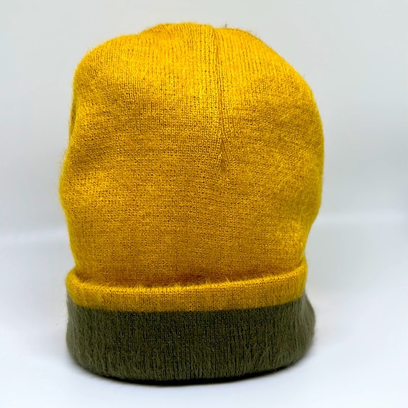 New Beanie Hat. Soft Olive Soft Mustard. Reversible/Two Hats in One. Andean. - Picture 2 of 7
